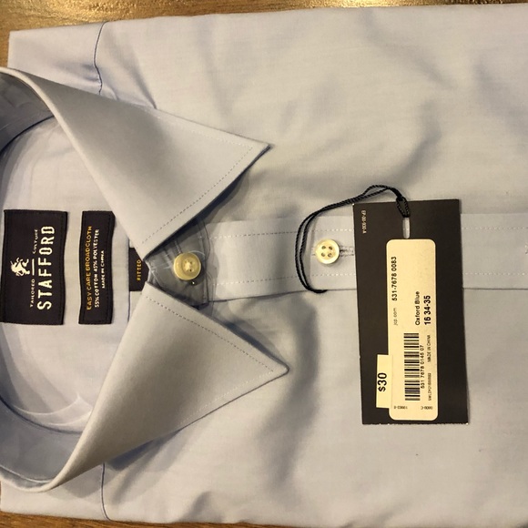 Mens dress shirt by Stafford sz 16/34-35 NWT blue - Picture 2 of 2